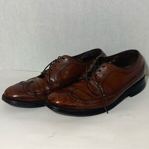 Vintage Florsheim Derby Shoes Mens 9 Ox Blood 90s Longwing Wingtip Brogues 30831
